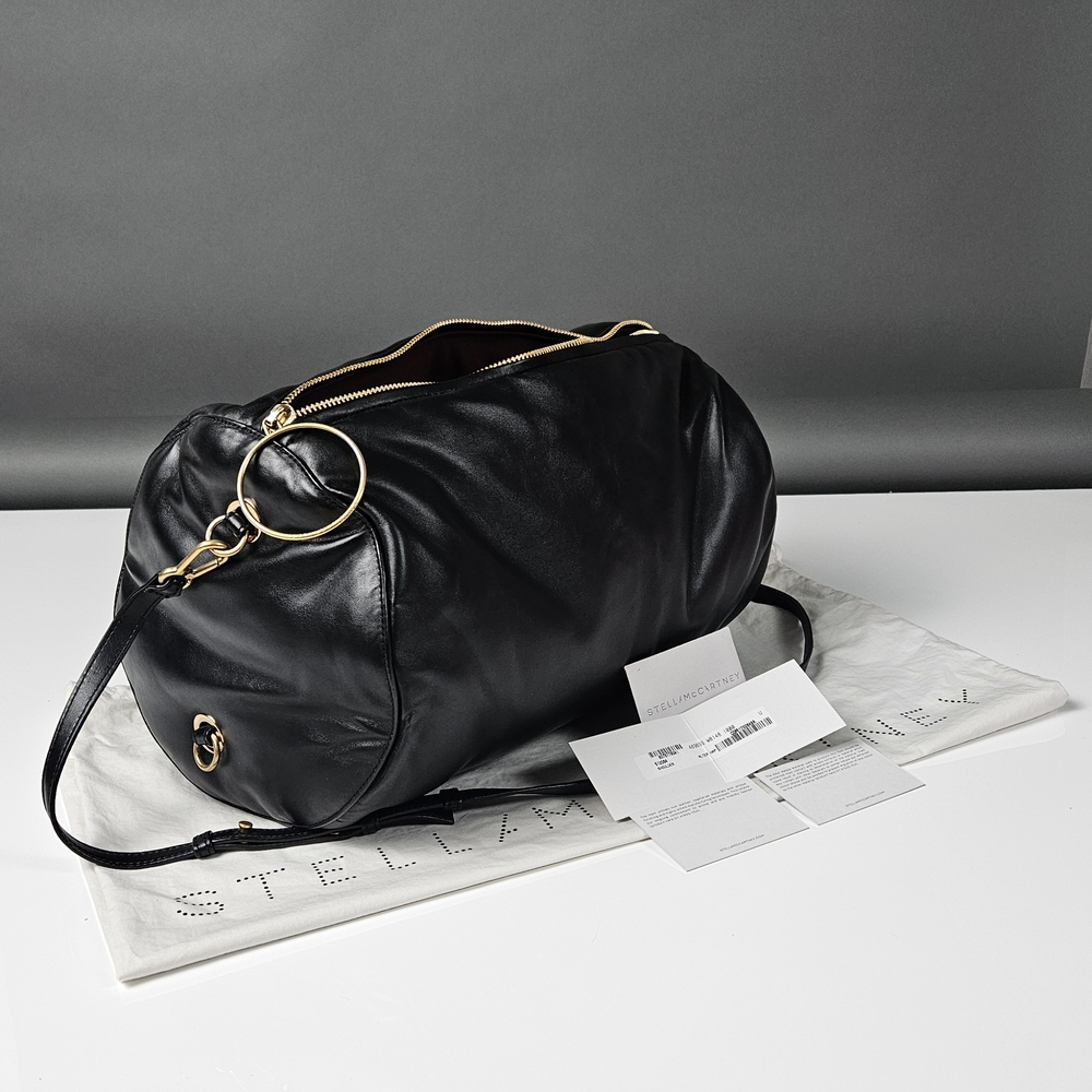 Stella McCartney Alter Nappa Weekend Travel Crossbody Duffle Bag Black Gold - Picture 7 of 13